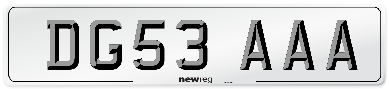 DG53 AAA Number Plate from New Reg